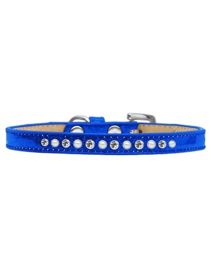 Pearl and Clear Crystal Size 10 Blue Puppy Ice Cream Collar
