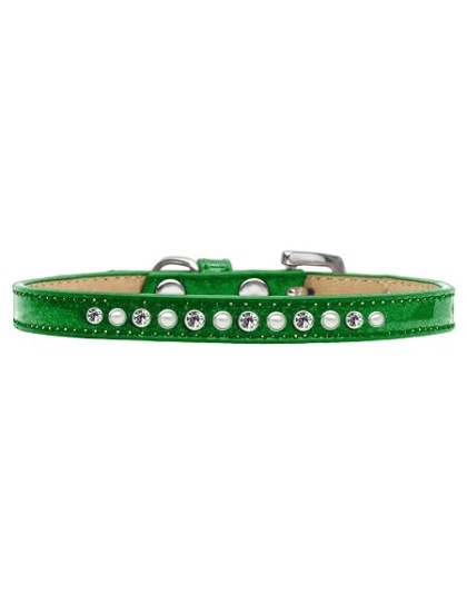 Pearl and Clear Crystal Size 10 Emerald Green Puppy Ice Cream Collar