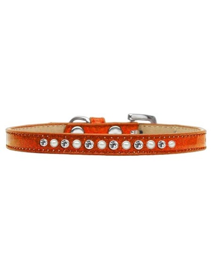 Pearl and Clear Crystal Size 10 Orange Puppy Ice Cream Collar