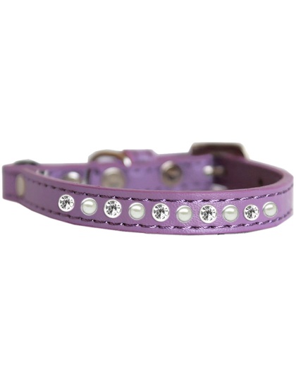 Pearl and Clear Jewel Cat safety collar Lavender Size 10