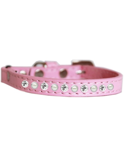 Pearl and Clear Jewel Cat safety collar Light Pink Size 10