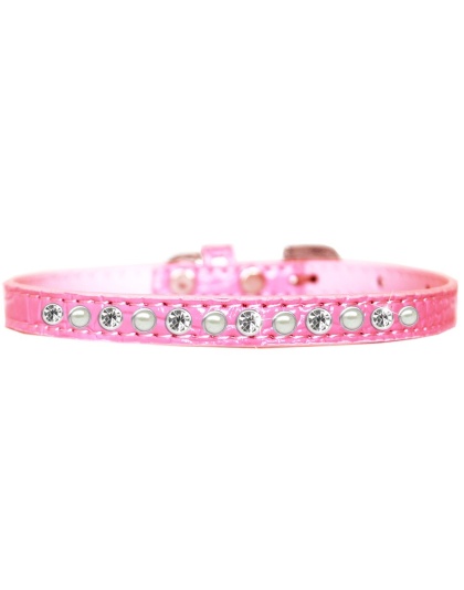 Pearl and Clear Jewel Croc Dog Collar Light Pink Size 10