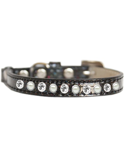 Pearl and Clear Jewel Ice Cream Cat safety collar Black Size 10