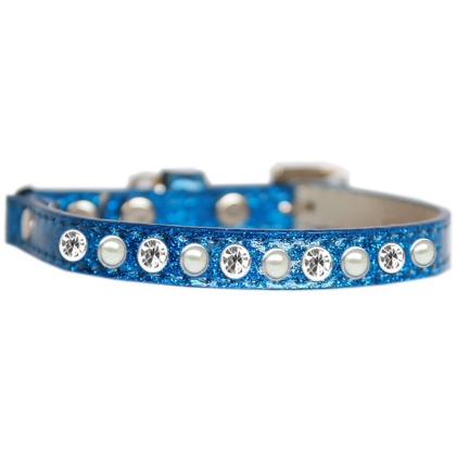 Pearl and Clear Jewel Ice Cream Cat safety collar Blue Size 10
