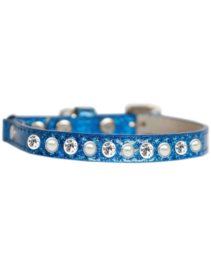 Pearl and Clear Jewel Ice Cream Cat safety collar Blue Size 10