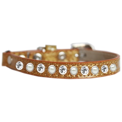 Pearl and Clear Jewel Ice Cream Cat safety collar Gold Size 10