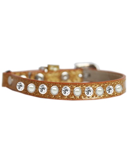 Pearl and Clear Jewel Ice Cream Cat safety collar Gold Size 10