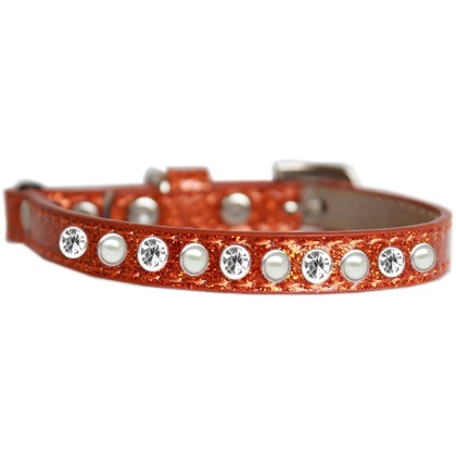 Pearl and Clear Jewel Ice Cream Cat safety collar Orange Size 10