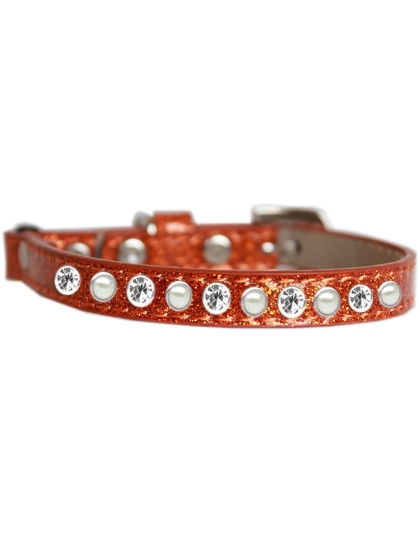 Pearl and Clear Jewel Ice Cream Cat safety collar Orange Size 10