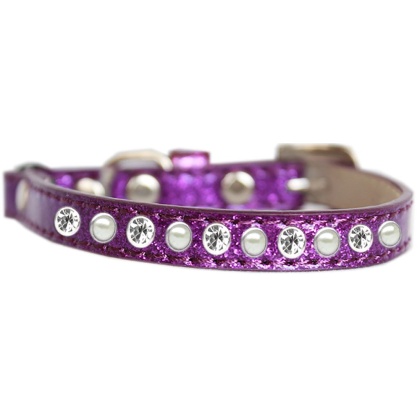 Pearl and Clear Jewel Ice Cream Cat safety collar Purple Size 10