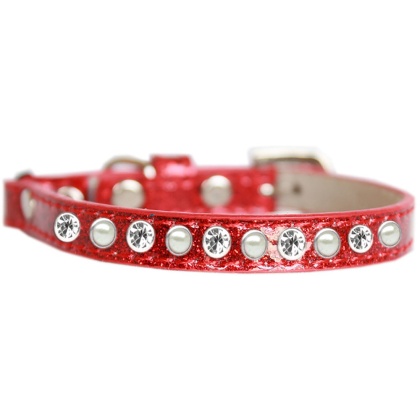 Pearl and Clear Jewel Ice Cream Cat safety collar Red Size 10