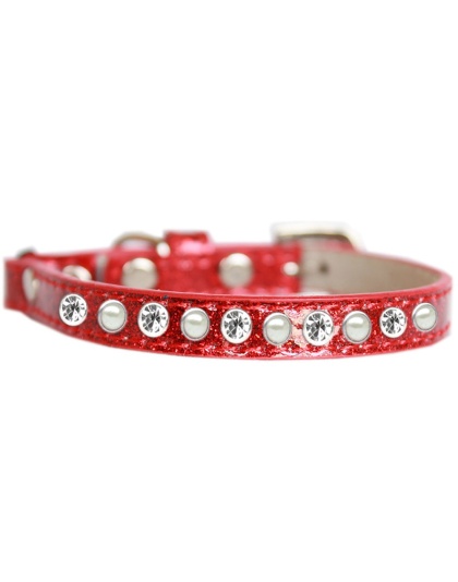 Pearl and Clear Jewel Ice Cream Cat safety collar Red Size 10