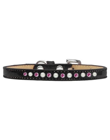 Pearl and Pink Crystal Size 10 Black Puppy Ice Cream Collar