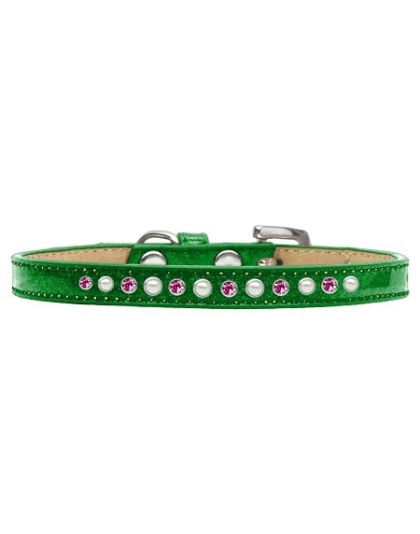 Pearl and Pink Crystal Size 10 Emerald Green Puppy Ice Cream Collar