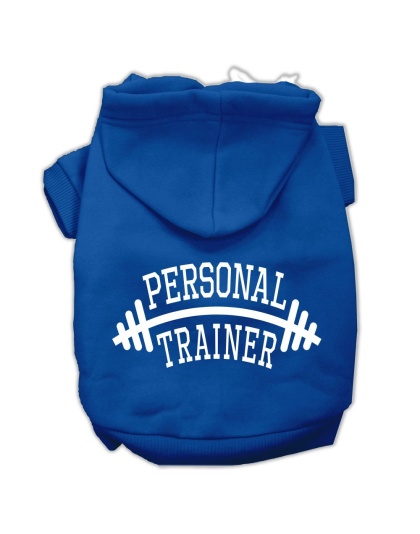 Personal Trainer Screen Print Pet Hoodies Blue Size Lg