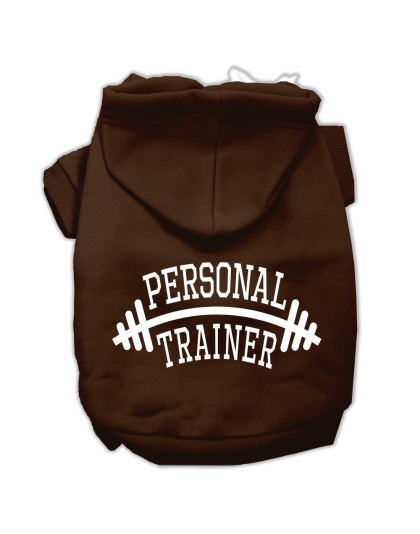 Personal Trainer Screen Print Pet Hoodies Brown Size Lg