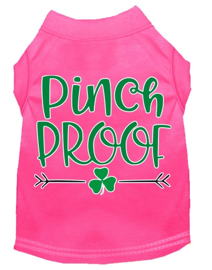 Pinch Proof Screen Print Dog Shirt Bright Pink Lg