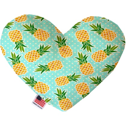 Pineapples and Polka Dots 6 inch Canvas Heart Dog Toy