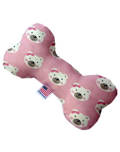 Pink Bears and Bows 10 inch Canvas Bone Dog Toy