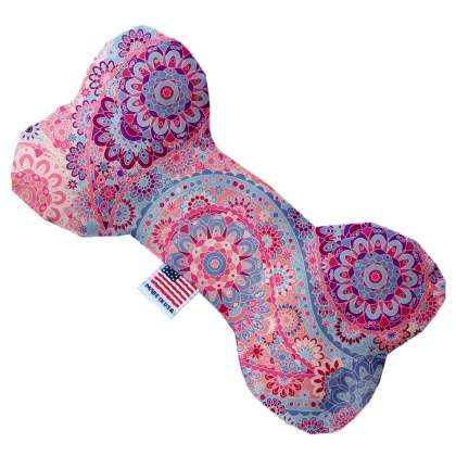 Pink Bohemian 10 inch Canvas Bone Dog Toy