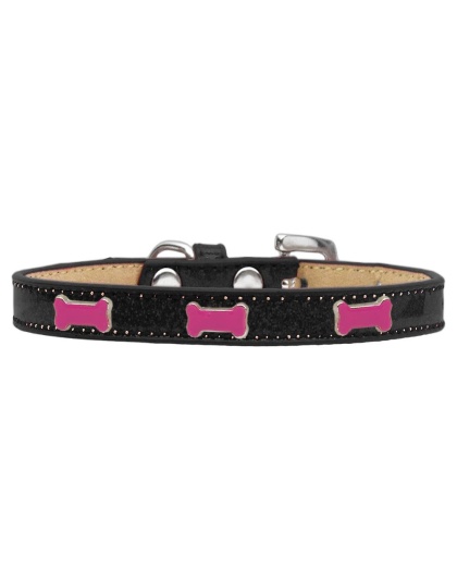 Pink Bone Widget Dog Collar Black Ice Cream Size 10