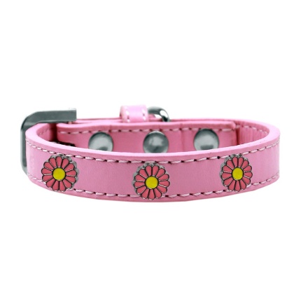 Pink Daisy Widget Dog Collar Light Pink Size 10