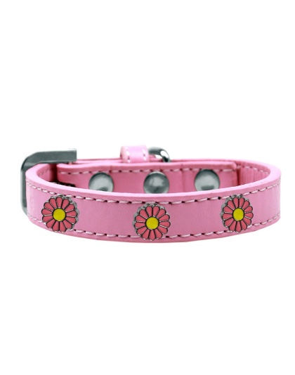 Pink Daisy Widget Dog Collar Light Pink Size 10