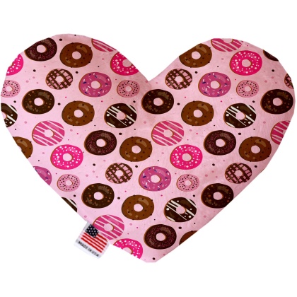 Pink Donuts 6 inch Canvas Heart Dog Toy