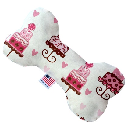 Pink Fancy Cakes 10 inch Canvas Bone Dog Toy