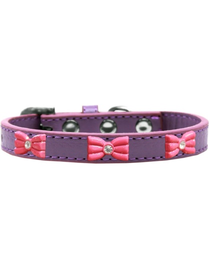 Pink Glitter Bow Widget Dog Collar Lavender Size 10
