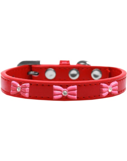 Pink Glitter Bow Widget Dog Collar Red Size 10