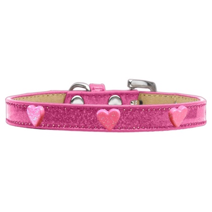 Pink Glitter Heart Widget Dog Collar Pink Ice Cream Size 10