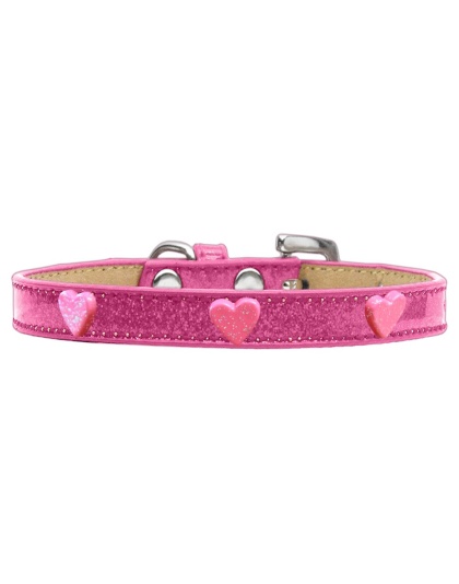 Pink Glitter Heart Widget Dog Collar Pink Ice Cream Size 10