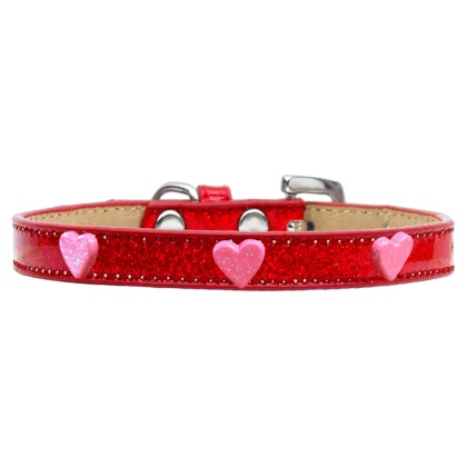 Pink Glitter Heart Widget Dog Collar Red Ice Cream Size 10