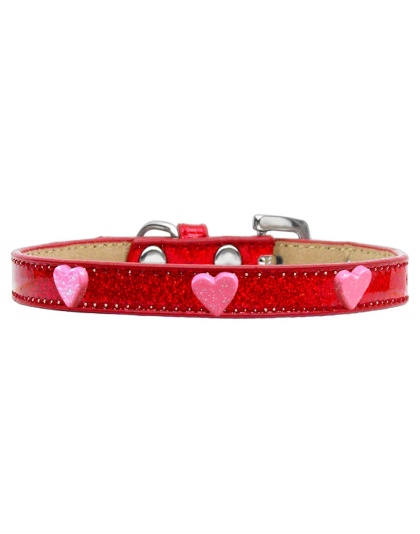 Pink Glitter Heart Widget Dog Collar Red Ice Cream Size 10