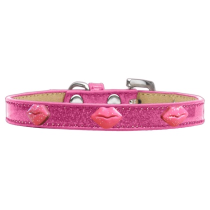 Pink Glitter Lips Widget Dog Collar Pink Ice Cream Size 10