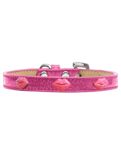 Pink Glitter Lips Widget Dog Collar Pink Ice Cream Size 10
