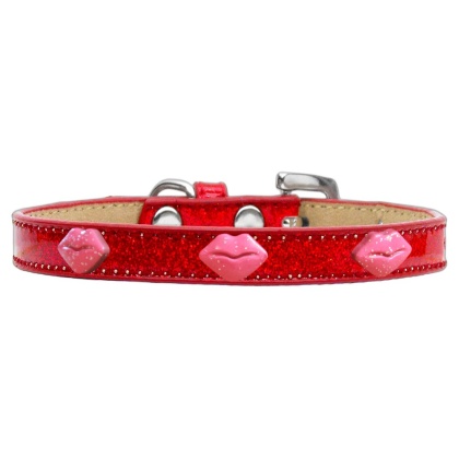Pink Glitter Lips Widget Dog Collar Red Ice Cream Size 10
