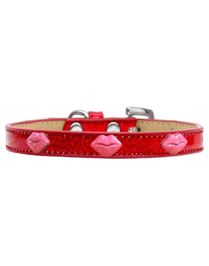 Pink Glitter Lips Widget Dog Collar Red Ice Cream Size 10