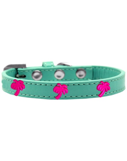 Pink Palm Tree Widget Dog Collar Aqua Size 10