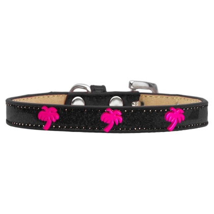 Pink Palm Tree Widget Dog Collar Black Ice Cream Size 10