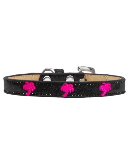Pink Palm Tree Widget Dog Collar Black Ice Cream Size 10