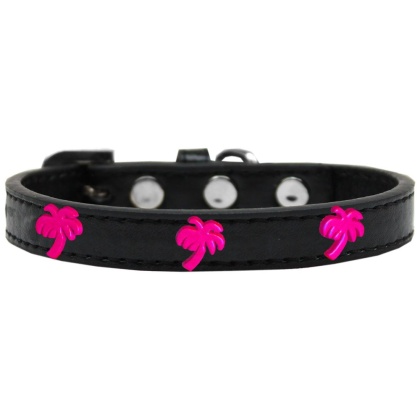Pink Palm Tree Widget Dog Collar Black Size 10