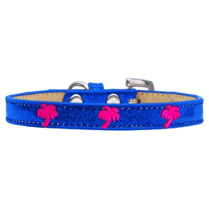 Pink Palm Tree Widget Dog Collar Blue Ice Cream Size 10
