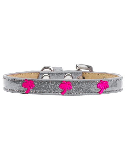 Pink Palm Tree Widget Dog Collar Silver Ice Cream Size 10