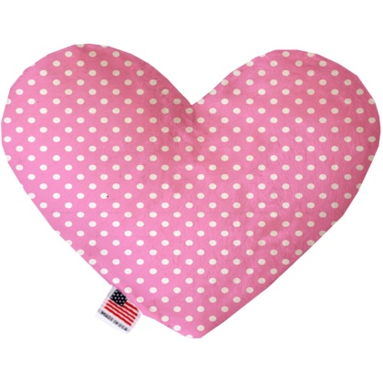 Pink Polka Dots 6 inch Canvas Heart Dog Toy