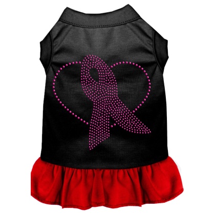 Pink Ribbon Rhinestone Dress Black with Red Lg