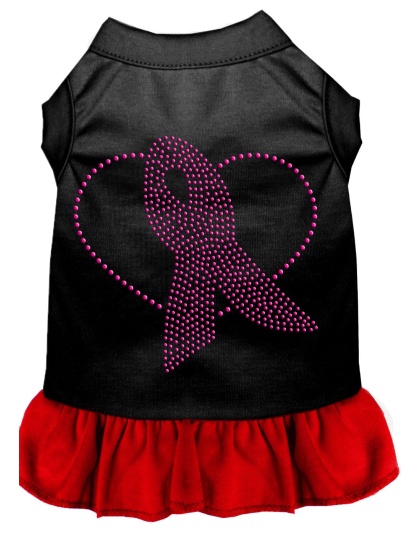 Pink Ribbon Rhinestone Dress Black with Red Lg