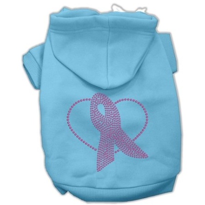 Pink Ribbon Rhinestone Hoodies Baby Blue L