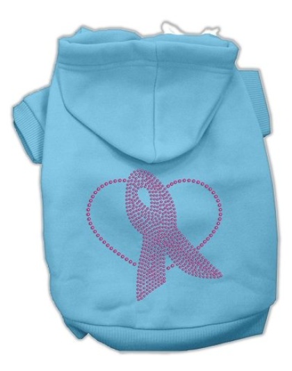 Pink Ribbon Rhinestone Hoodies Baby Blue L